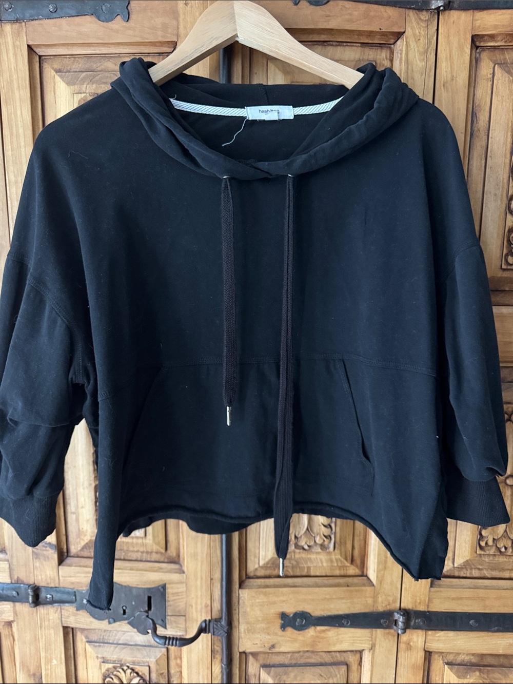 Black Cropped Hoodie - Relaxed Women's Pullover